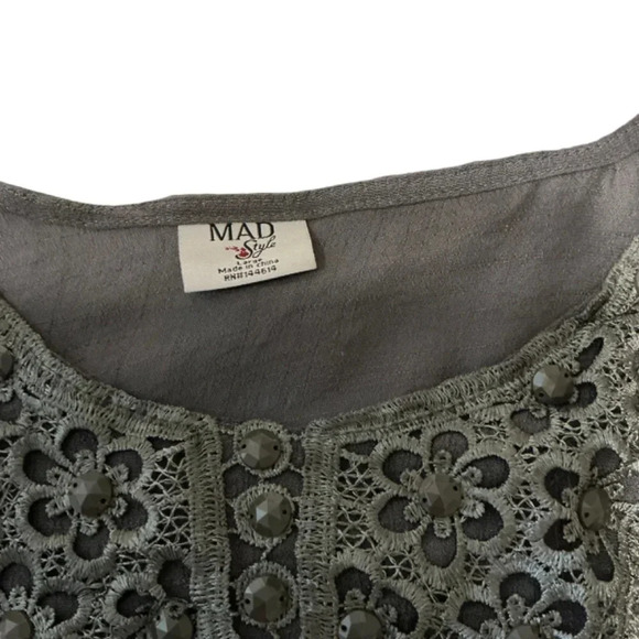 Mad Style Lace Embellished Gray Tunic, Large - Picture 7 of 9